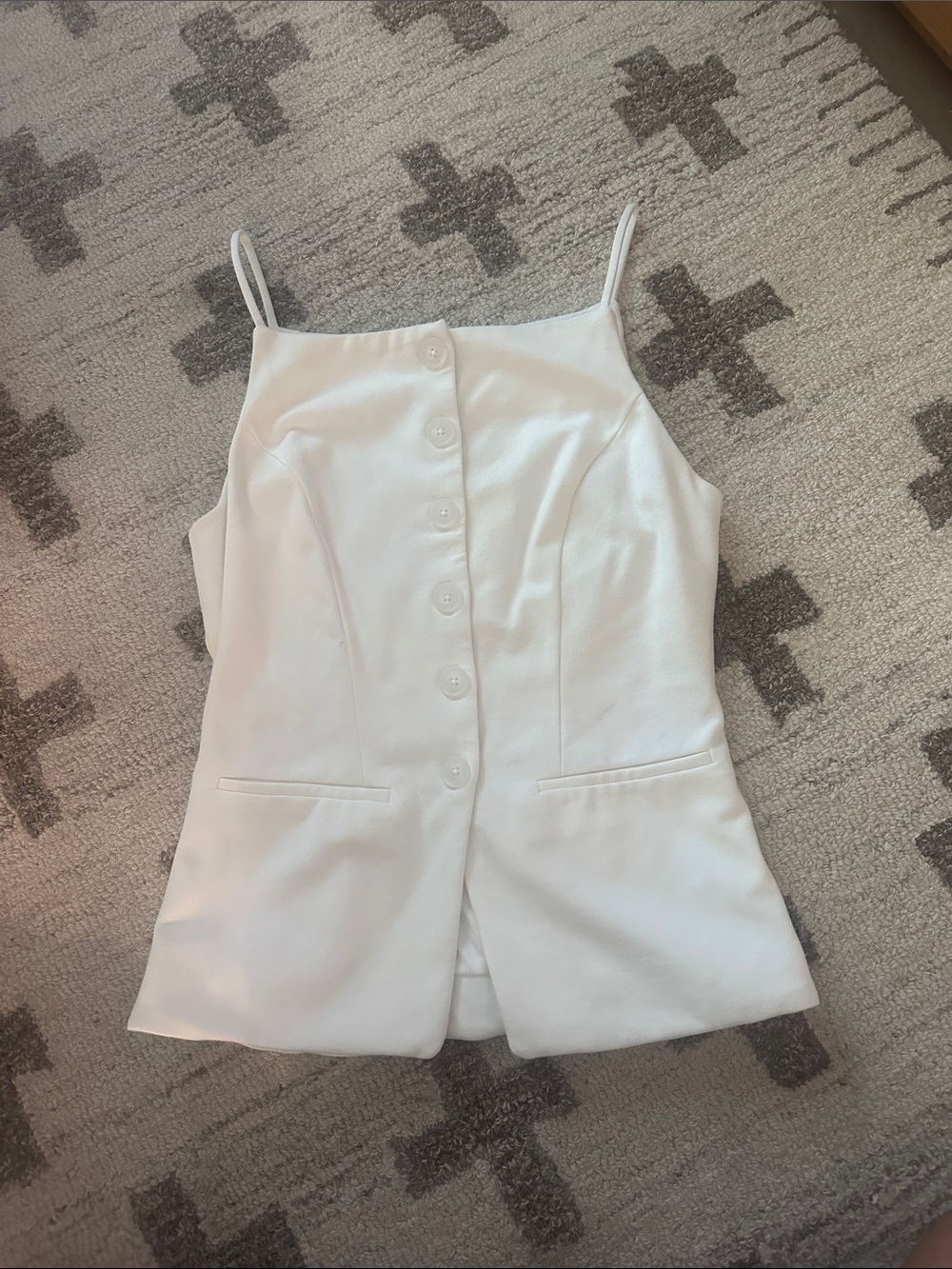 Anthropologie White Spaghetti Strap Button Front Tank